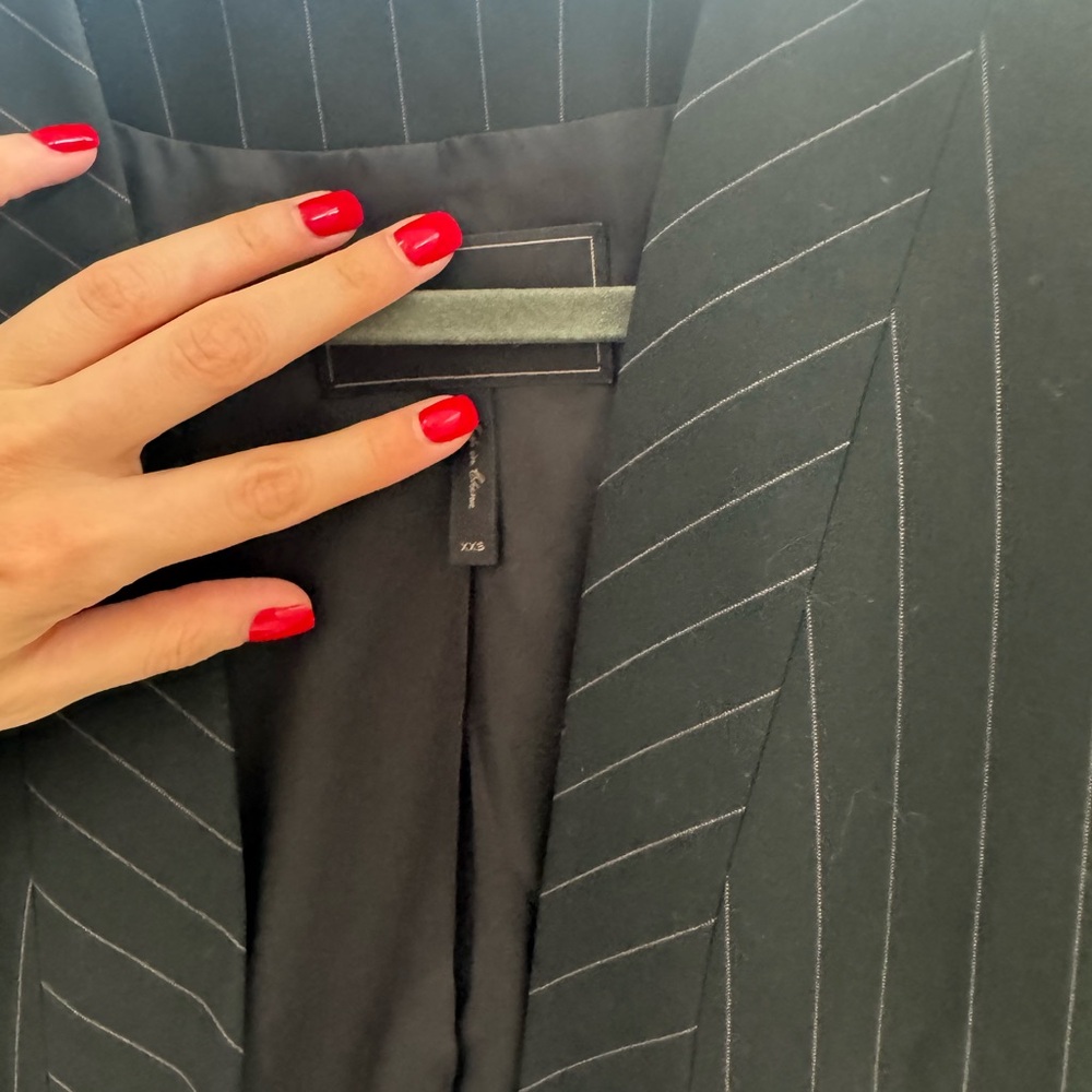 BCBG Black Pinstripe Blazer Cape Style - Picture 4 of 5